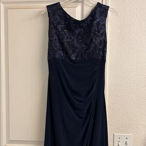 Formal Navy Blue Sleeveless Dress